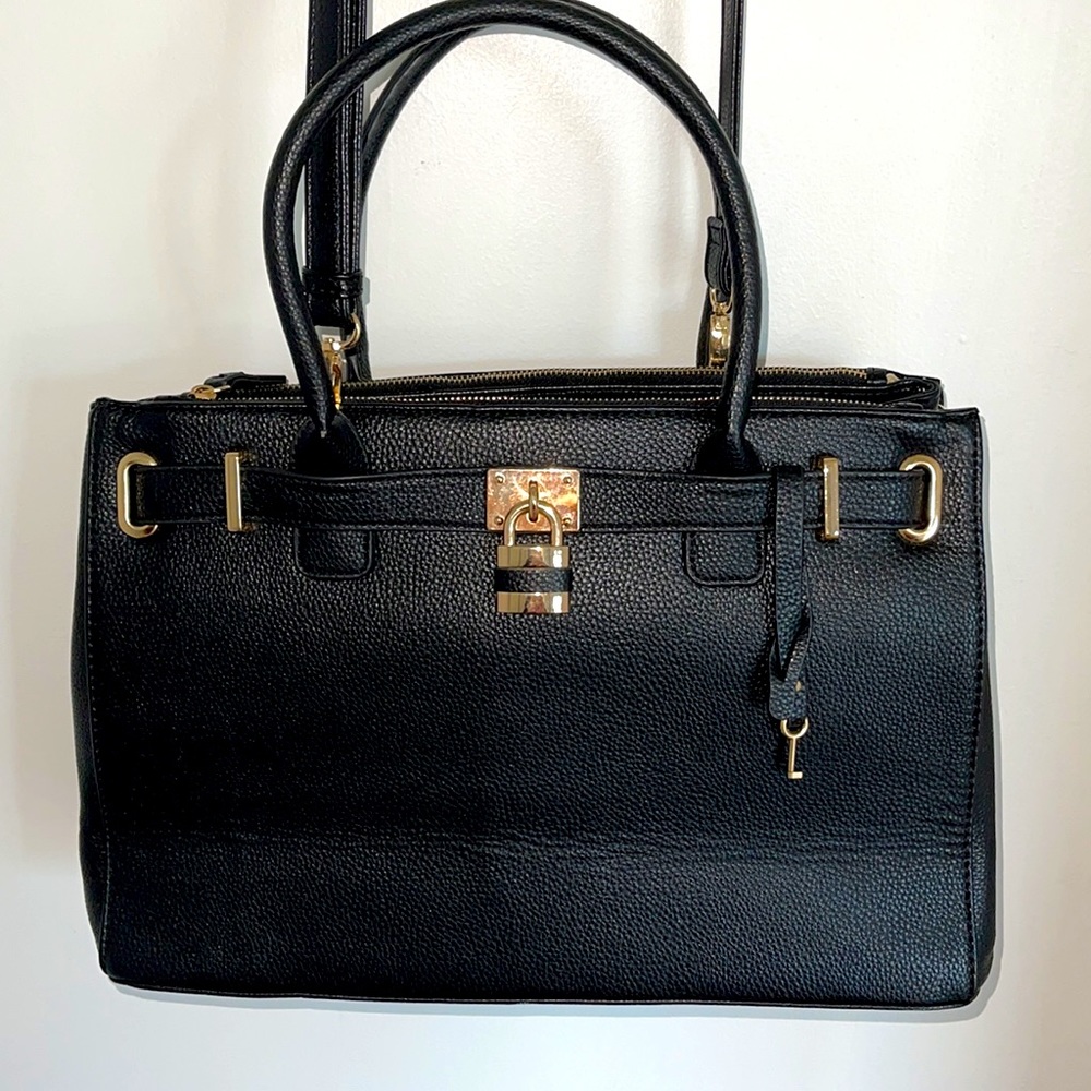 Dasein medium faux leather satchel tote shoulder bag w/strap Top zipper closure - Picture 4 of 8